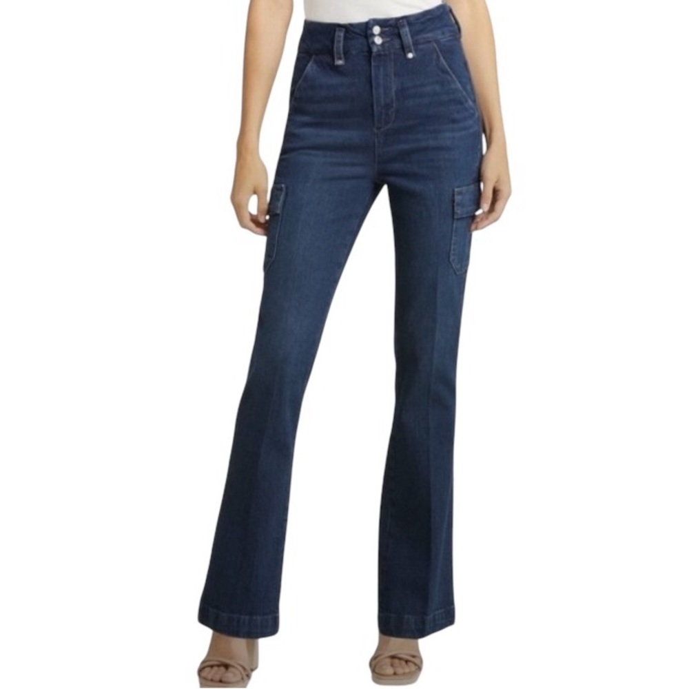 High-Rise Dark Blue Flare Jeans for Women